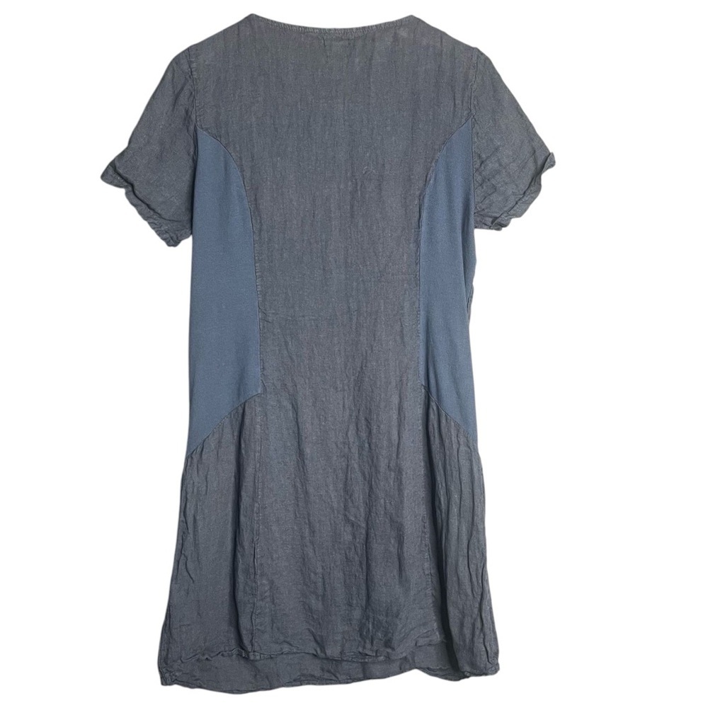 Lina Tomei Linen Shift Dress Embellished Size Large Pockets - Picture 2 of 8